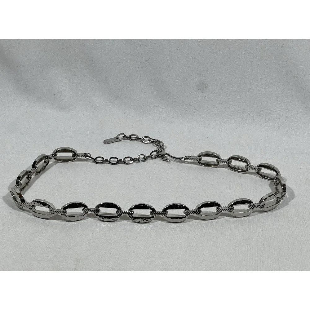 Womens Silver Metal Belt Adjustable Up To 38 Minimalist Y2K Statement Waist